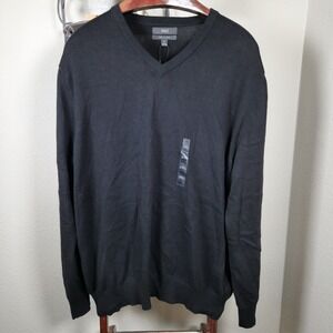 M&S Mark And Spencer Men Pure‎ Cotton V-Neck Sweater- Black 2XL